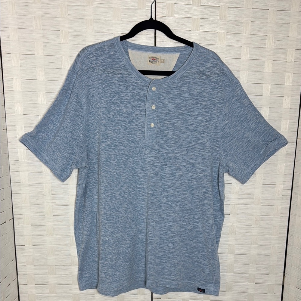 Faherty Casual Blue Lightweight Crew Neck Short Sleeve Beachy Shirt Size XXL